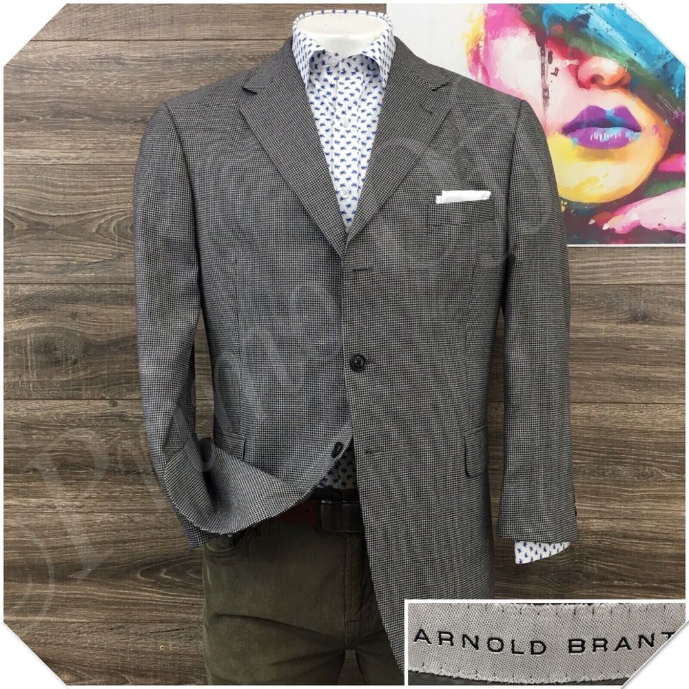 ARNOLD BRANT Mens Blazer Sport Coat Casual Jacket Size 44R Wool Bamboo‎ Suit